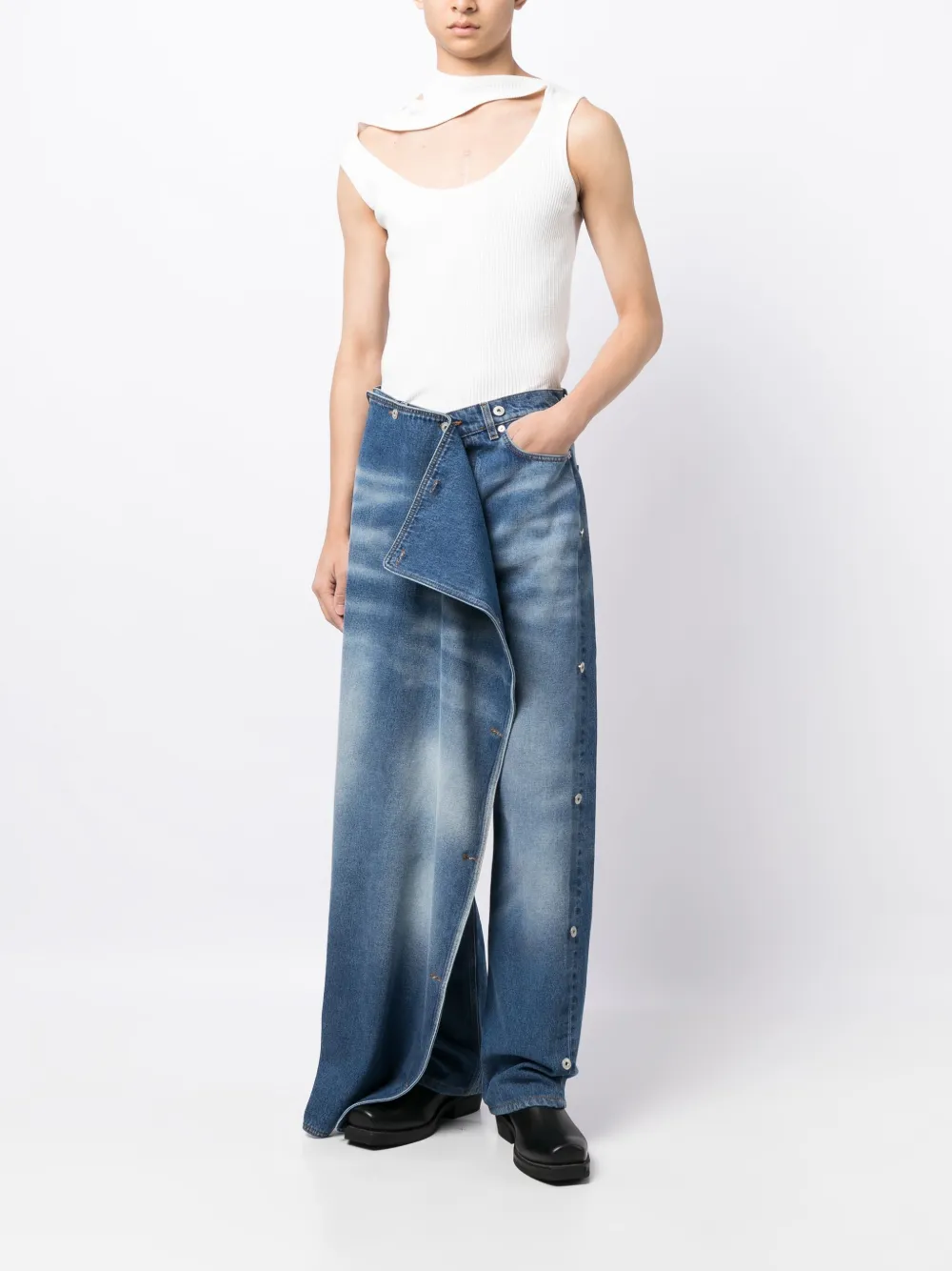 Shop Y/project Detachable-panel Jeans In Blue