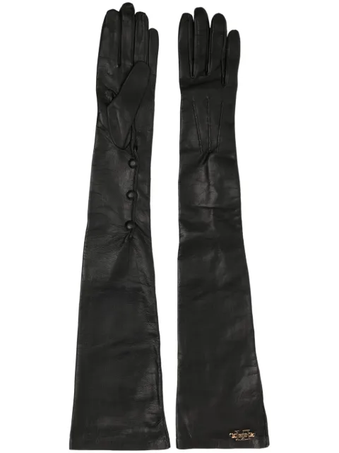 Elisabetta Franchi logo-plaque shearling gloves