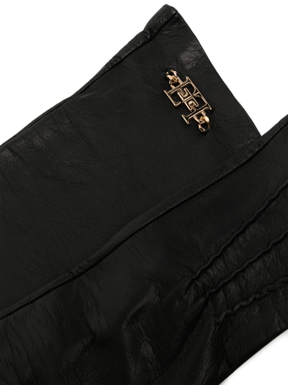 Shop Elisabetta Franchi Logo-plaque Shearling Gloves In Black