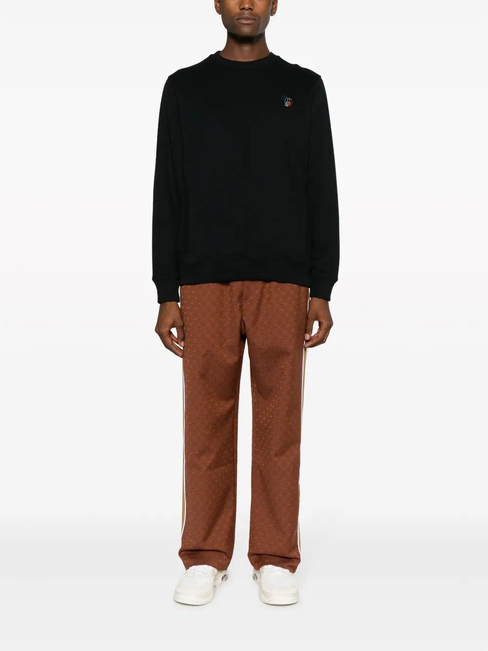 PS Paul Smith logo-embroidered organic cotton jumper - Zwart