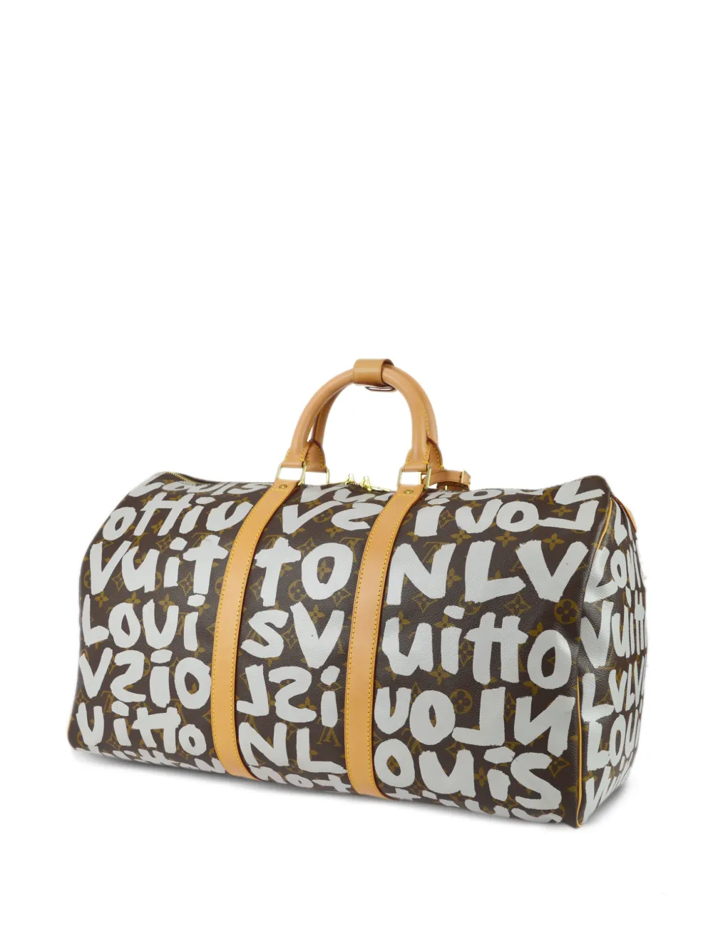 Louis Vuitton 2001 pre-owned Keepall 50 shopper met graffitiprint - Bruin