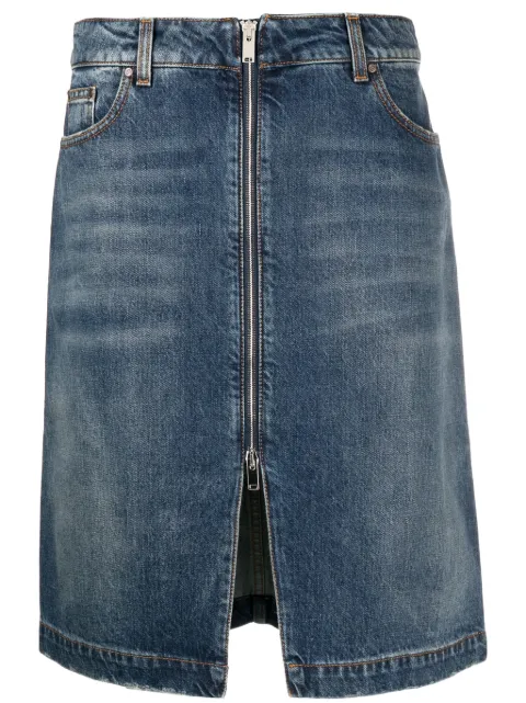 Stella McCartney falda de mezclilla midi con efecto desgastado