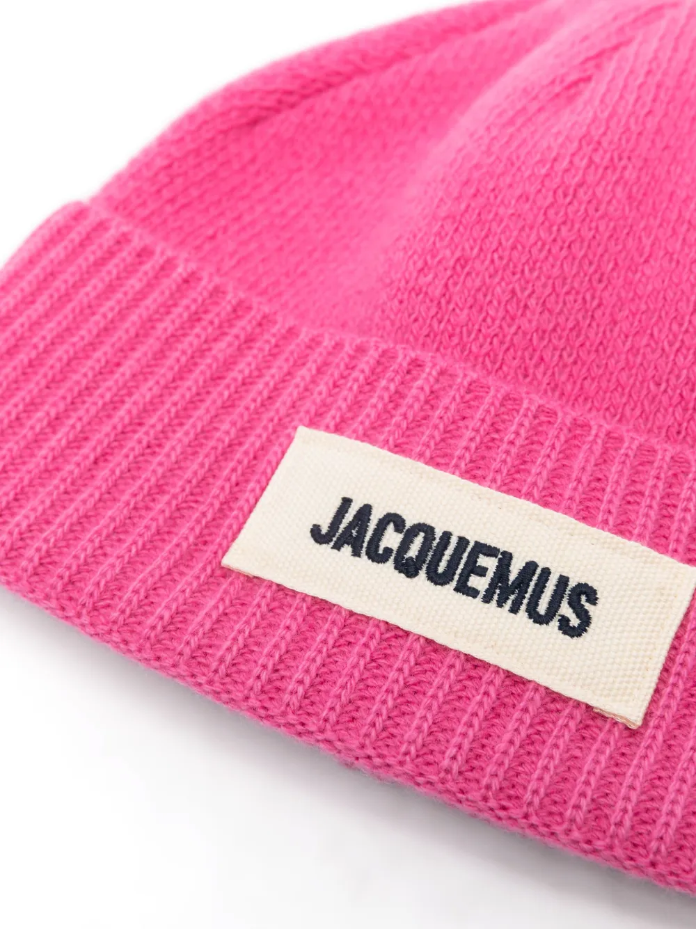 Jacquemus logo-patch merino beanie - Roze