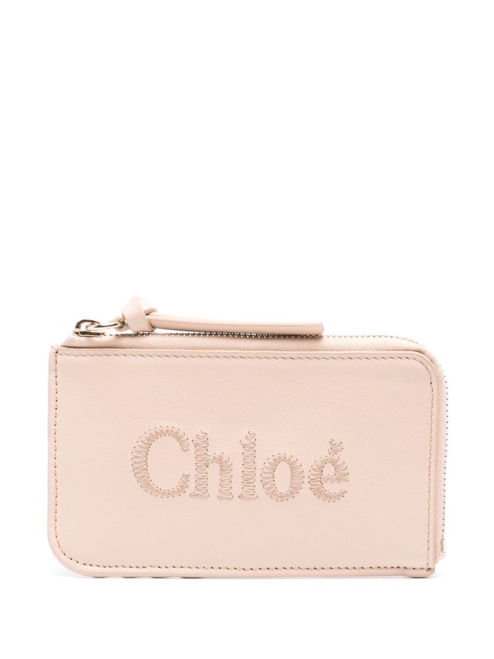 Chloé Logo刺绣皮质钱包 In Pink