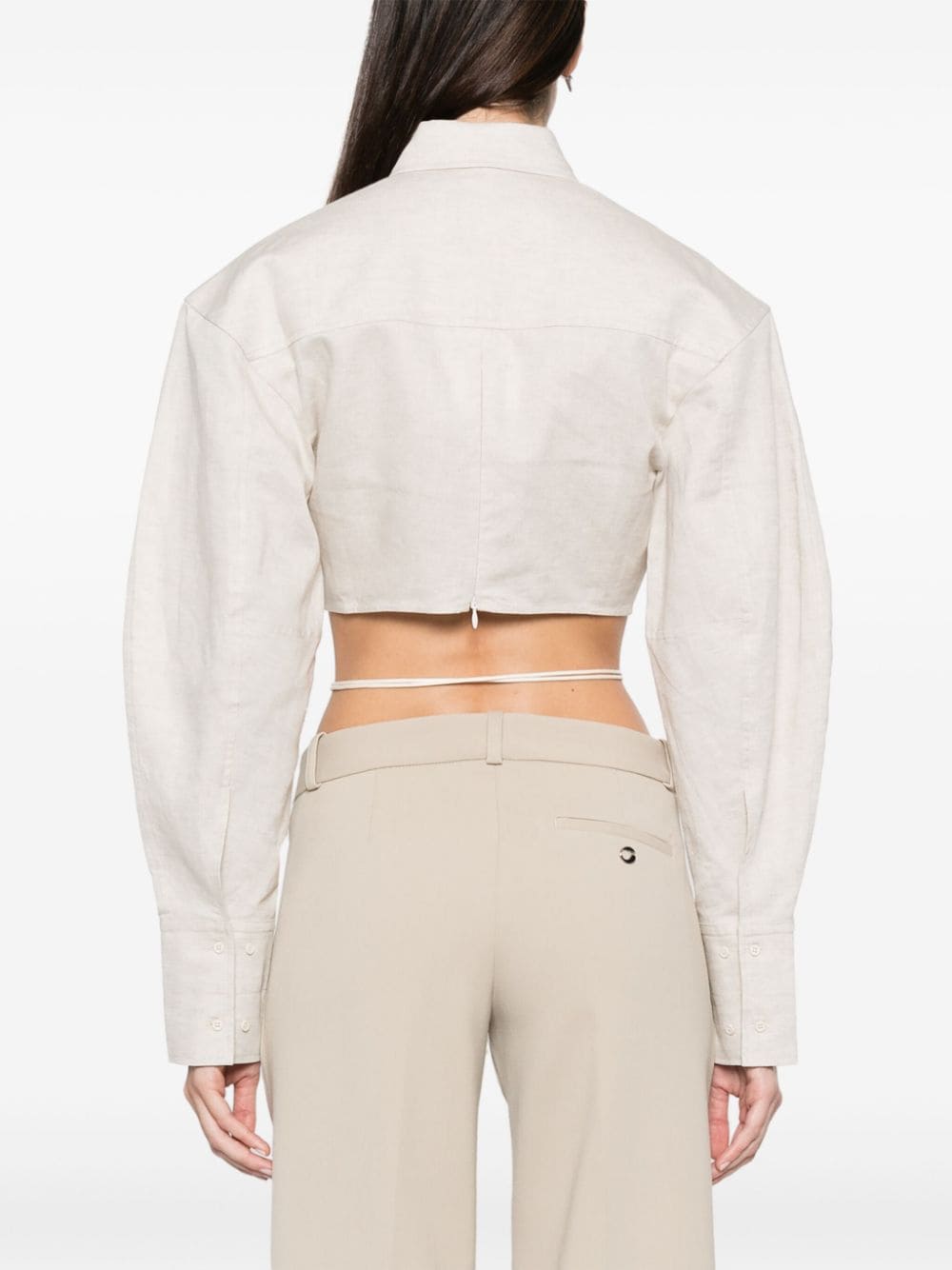 Shop Jacquemus La Chemise Plidao Gathered Shirt In Neutrals