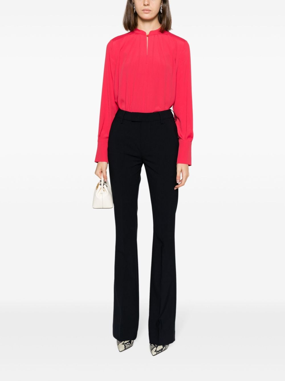 Luisa Cerano pleated band-collar blouse - Roze