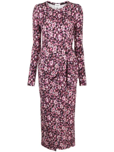 floral-print long-sleeve midi dress