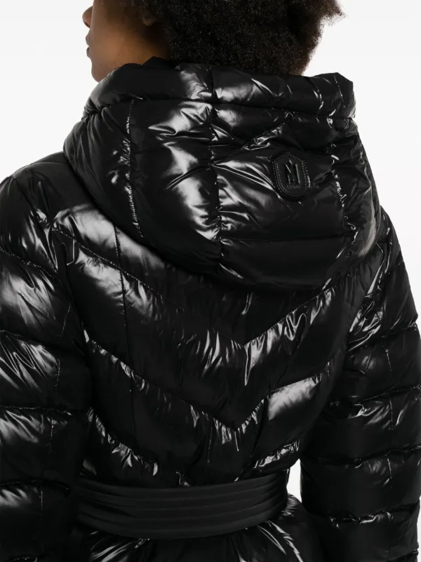 Coralia padded hooded down coat ダウンコート Coralia, Down coat with hood and sash belt for ladies