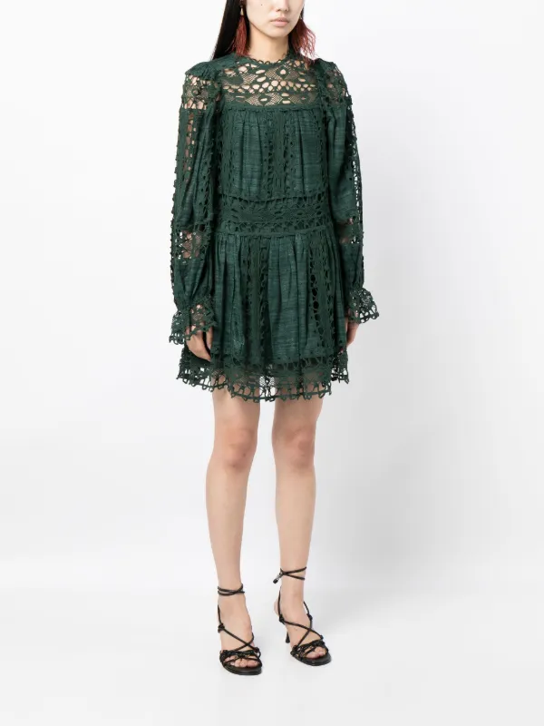 Ulla Johnson Lata Lace Minidress | Green | FARFETCH JO