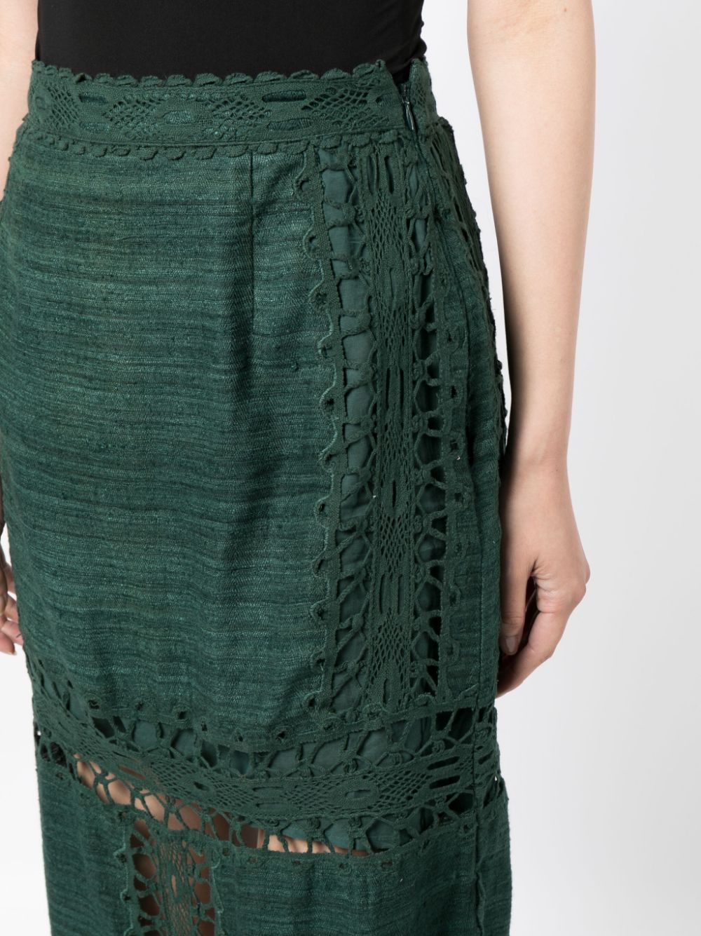 Shop Ulla Johnson High-waisted Lace Skirt In Green