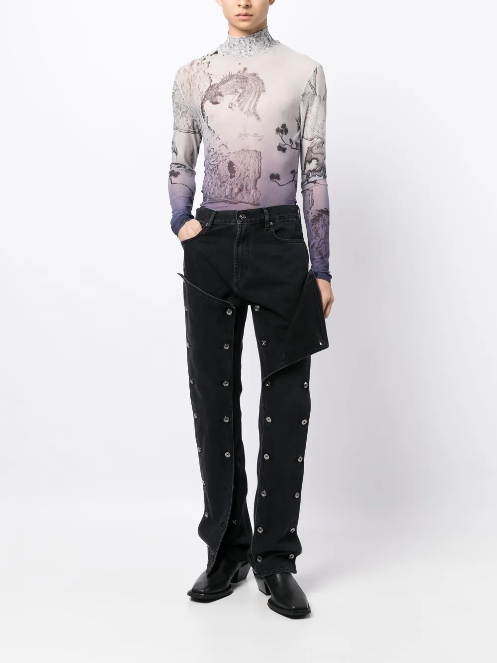 Y/Project Evergreen Snap Off jeans - Zwart