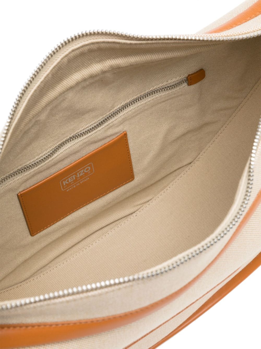 Shop Kenzo Medium  18 Logo-patch Shoulder Bag In Neutrals