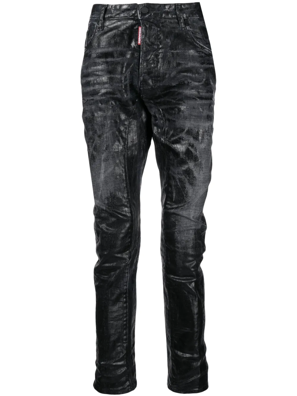 Dsquared2 Logo-patch Slim-fit Jeans In Black