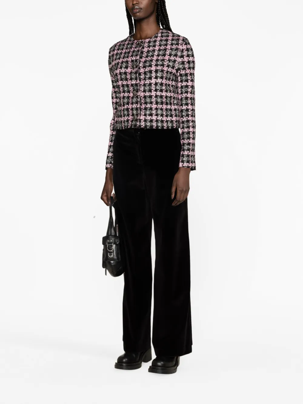 Shop Msgm High-waisted Flared Trousers In Black