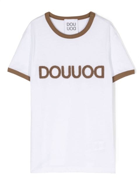 Douuod Kids towelling logo-patches cotton T-shirt