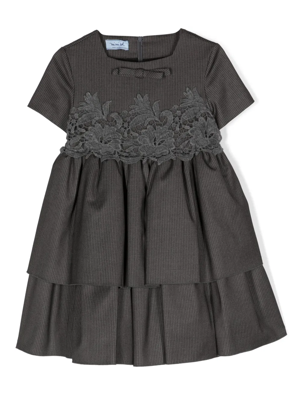 Mi Mi Sol Kids' Laced Pinstripe Dress In Grey