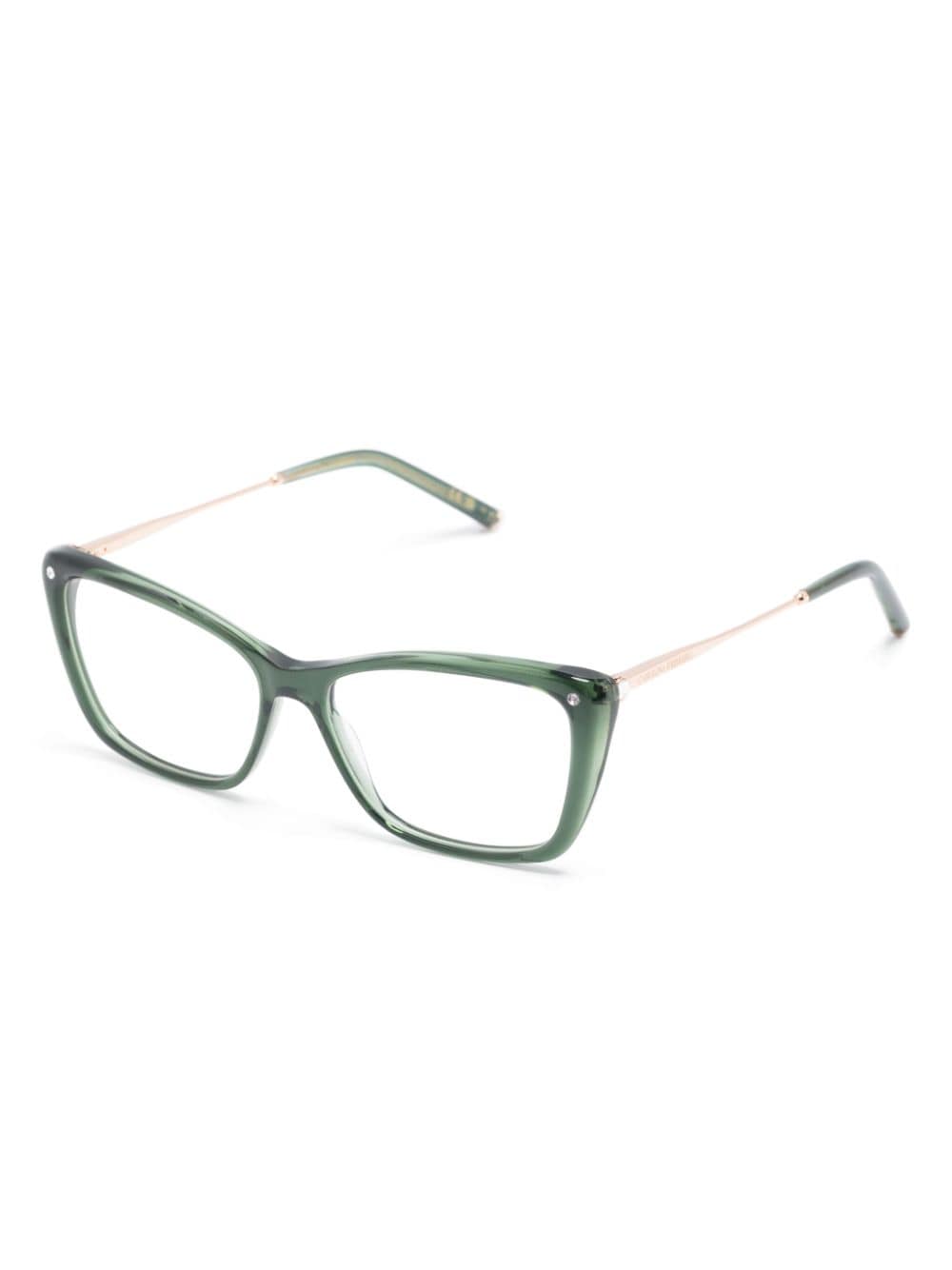 Shop Carolina Herrera Logo-engraved Cat-eye Glasses In Green