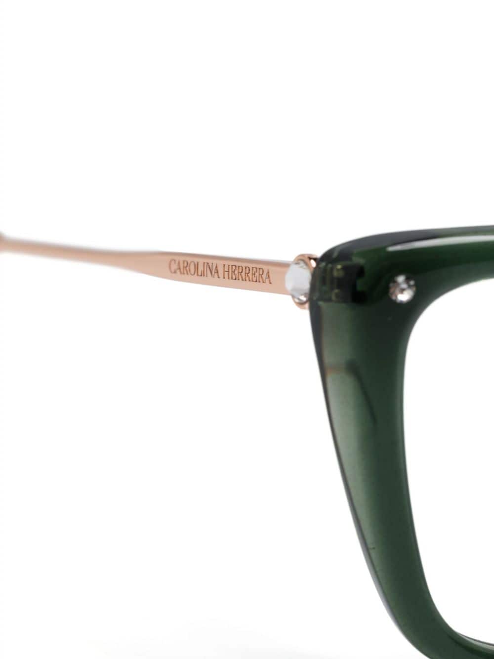 Shop Carolina Herrera Logo-engraved Cat-eye Glasses In Green