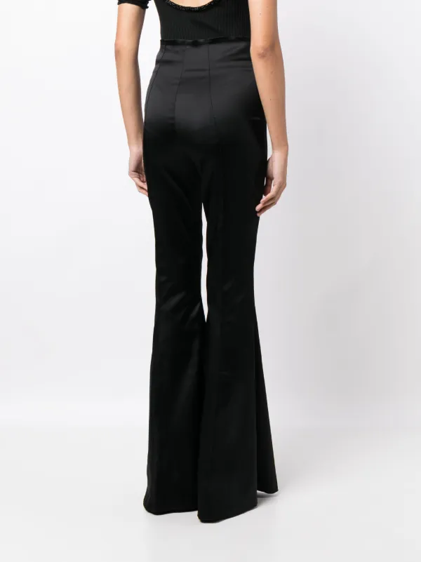 【希少】ELISABETTA FRANCHI ベルボトムパンツ ブラック Elisabetta Franchi chain-belt Flared Trousers | Black | FARFETCH