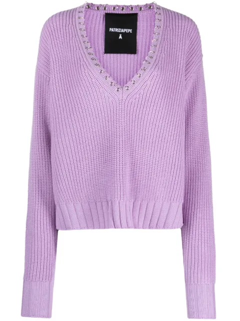 Patrizia Pepe piercing-detail chunky-knit jumper