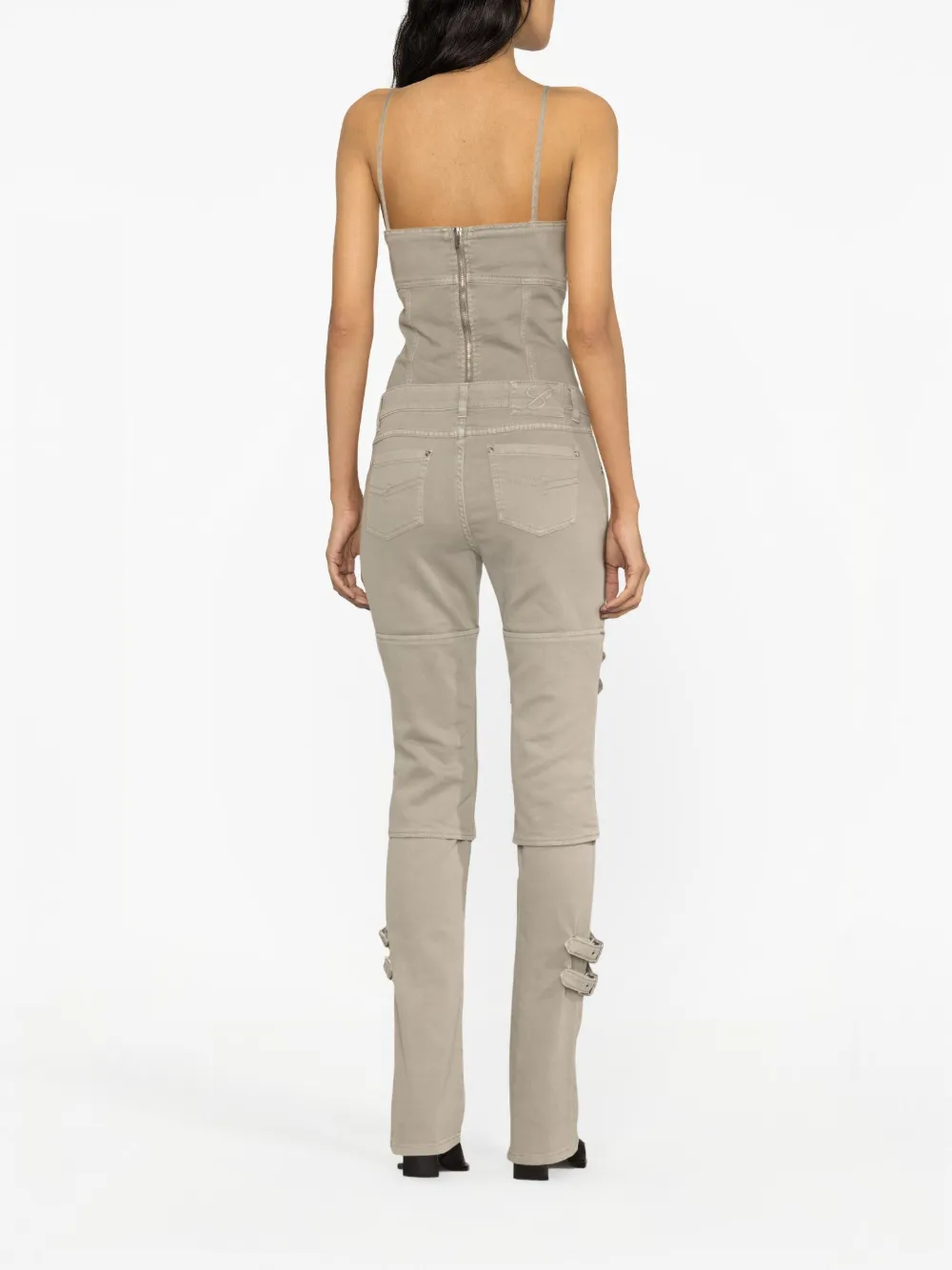 Shop Blumarine Cut-out Buckled Boyfriend Jeans In Grey