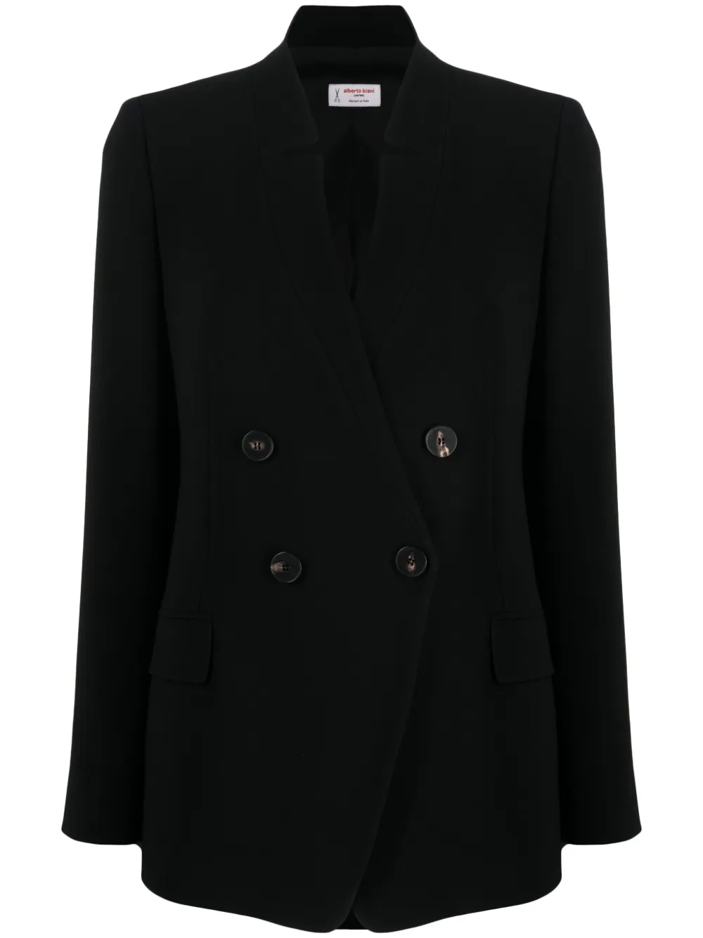 Alberto Biani Double-breasted V-neck Blazer In Black