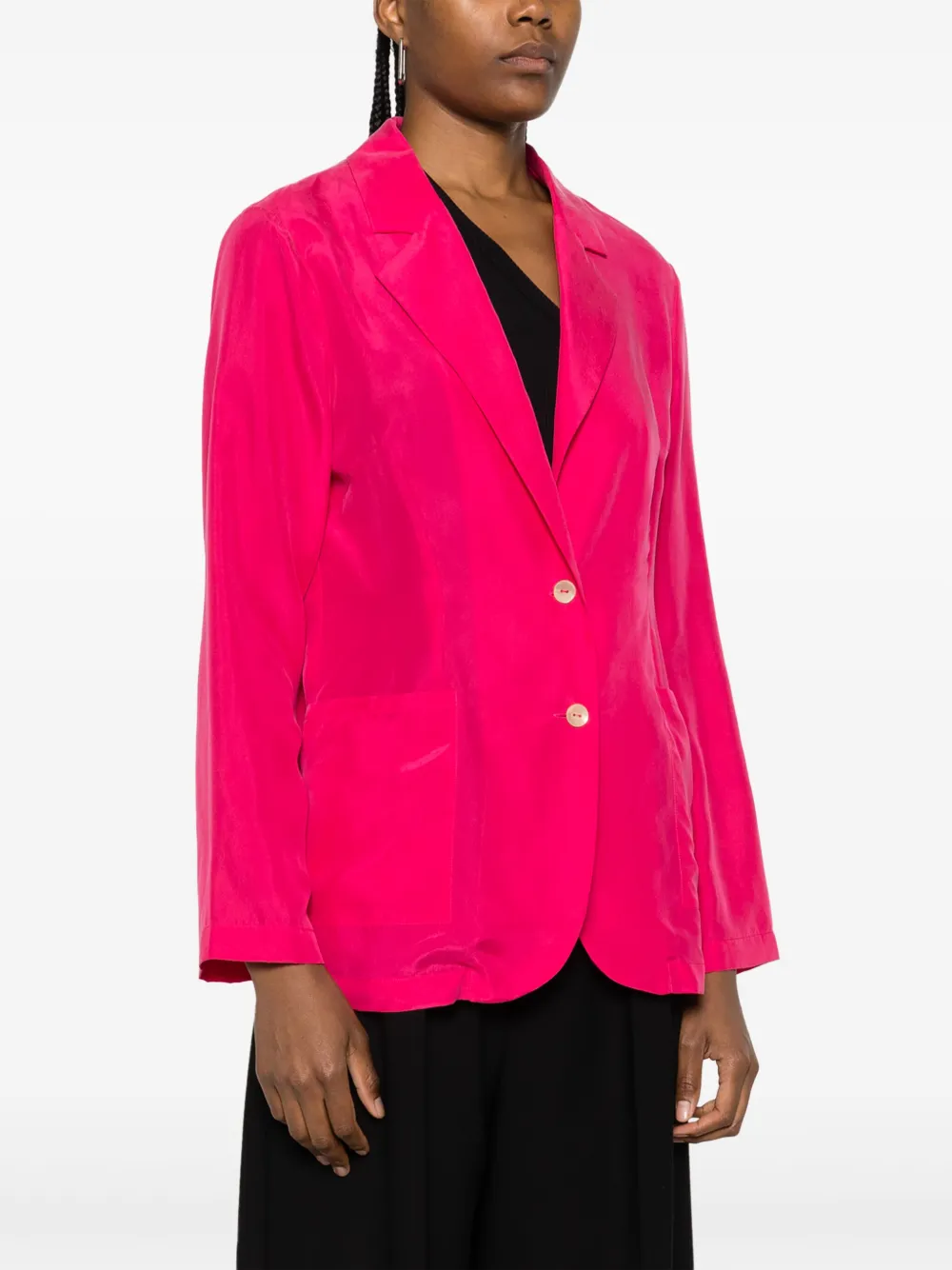 Shop P.a.r.o.s.h Single-breasted Silk-blend Blazer In Pink
