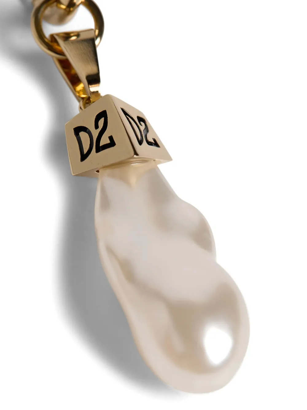 Shop Dsquared2 Logo-engraved Pearl Drop Earring In Gold