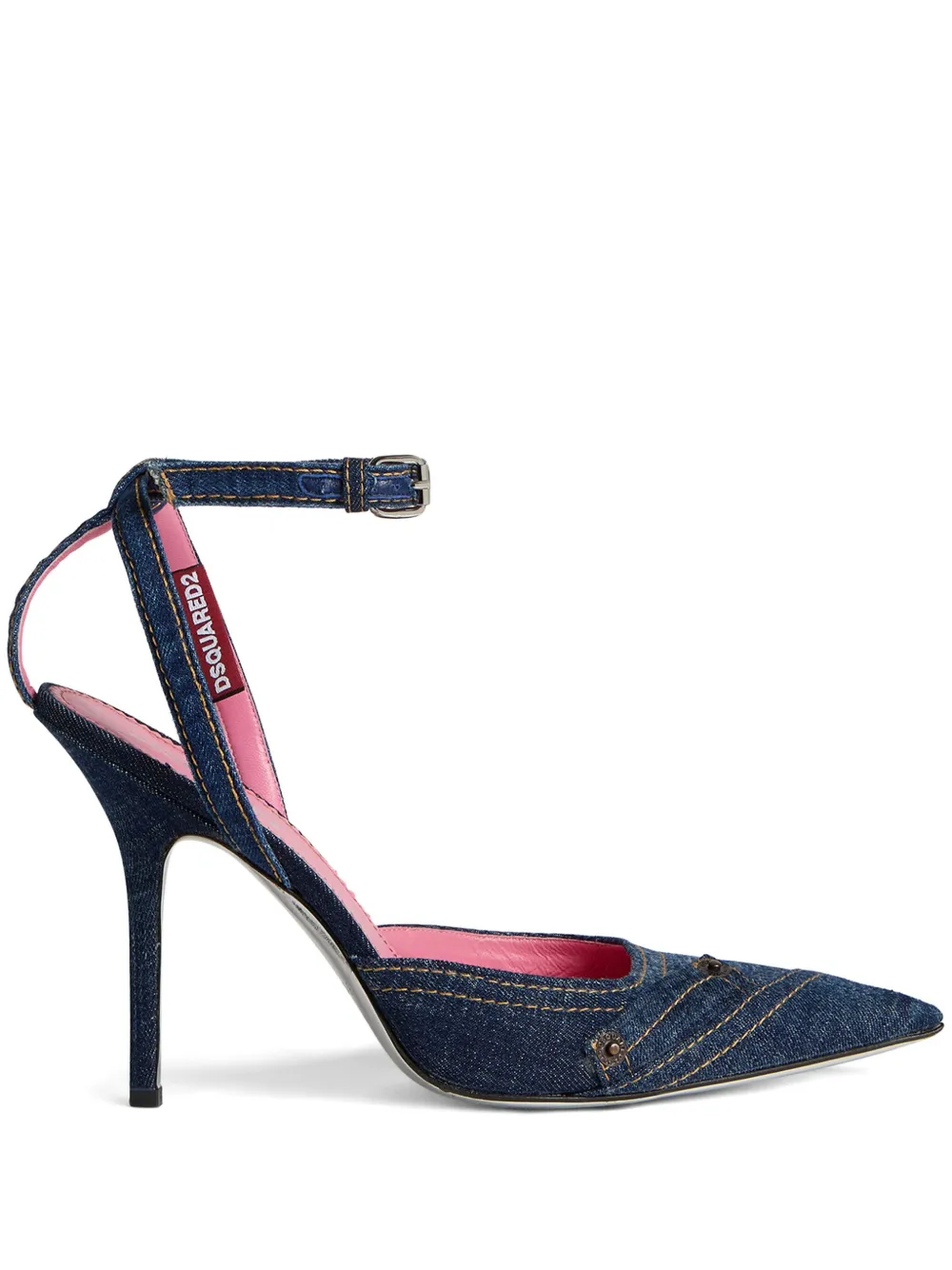 100mm pointed-toe denim pumps