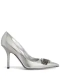 DSQUARED2 100mm logo-plaque leather pumps - Silver