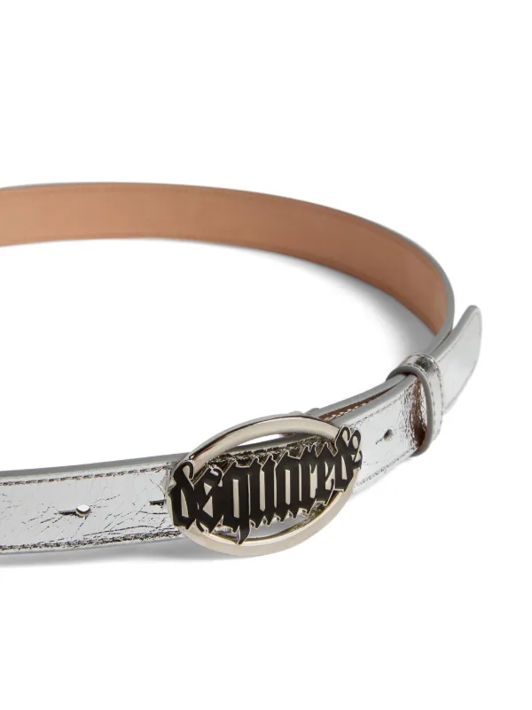 DSQUARED2 logo-buckle Leather Belt | Silver | FARFETCH