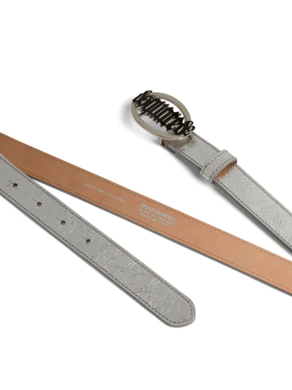 DSQUARED2 logo-buckle Leather Belt | Silver | FARFETCH
