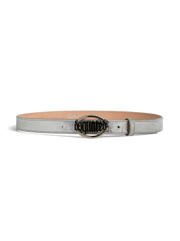 DSQUARED2 logo-buckle Leather Belt | Silver | FARFETCH