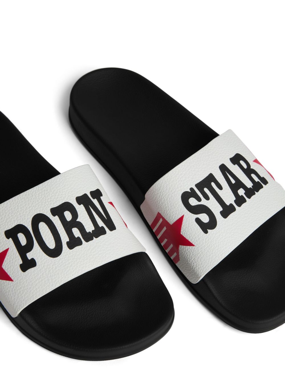 Shop Dsquared2 Slogan-print Leather Slides In Weiss