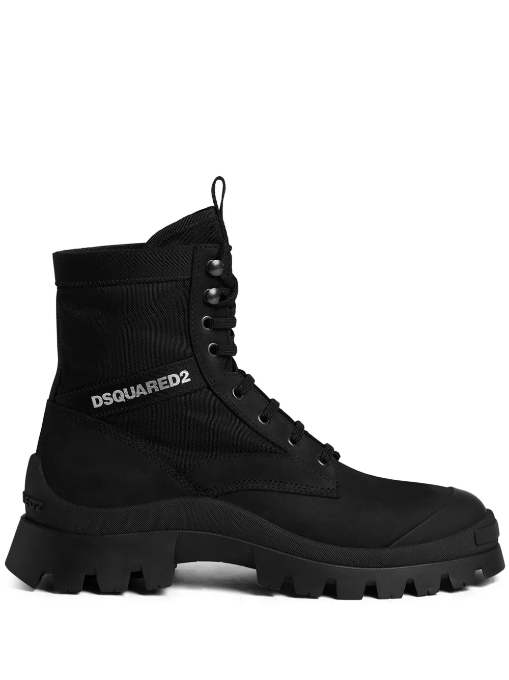 Shop Dsquared2 Logo-print Lace Up Boots In Black