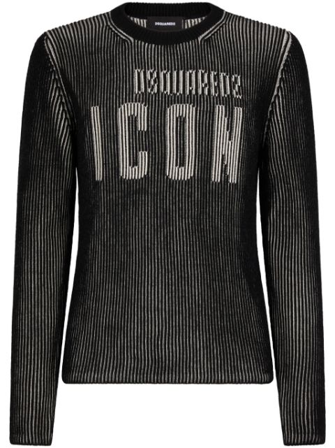 DSQUARED2 logo-print wool-blend top Men