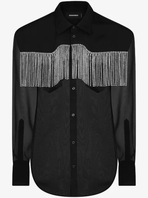DSQUARED2 fringed panelled shirt