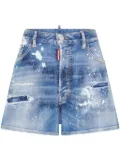 DSQUARED2 logo-tag distressed denim shorts - Blue