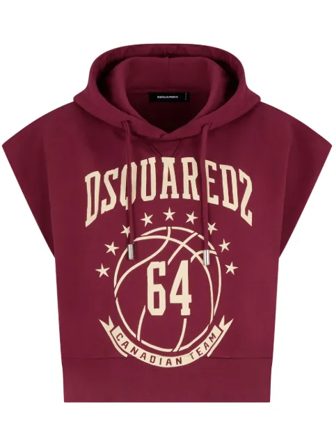 DSQUARED2 logo-print sleeveless cotton hoodie