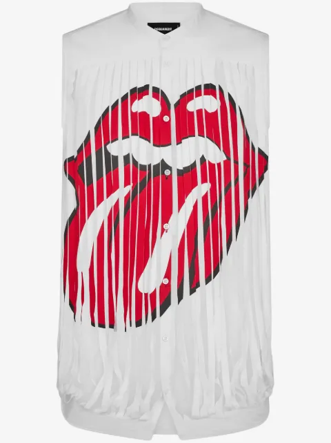 DSQUARED2 graphic-print distressed cotton shirt