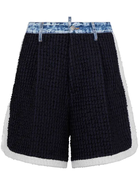 Dsquared2 contrast-trim bouclé shorts