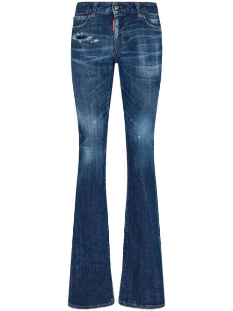 DSQUARED2 logo-patch cotton-blend bootcut jeans 