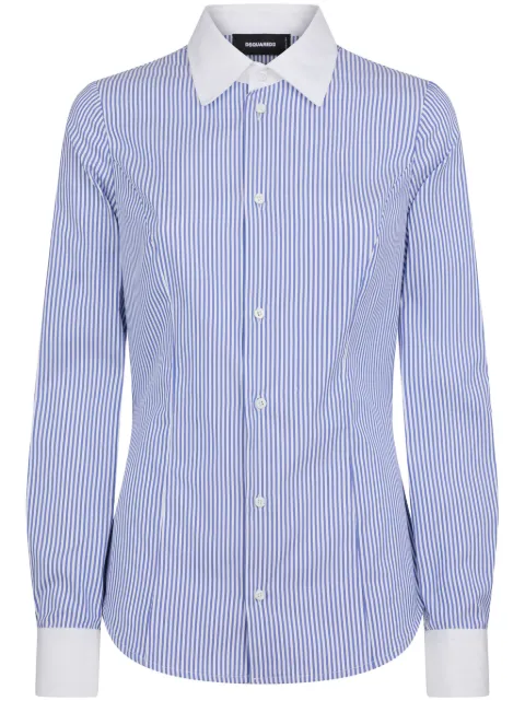 DSQUARED2 contrast-collar striped cotton shirt Women