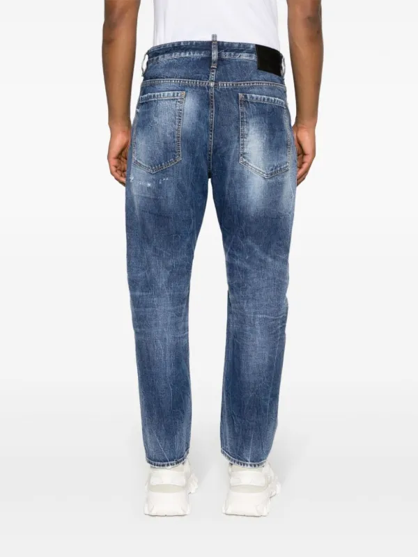 DSQUARED2 Calça Jeans Cropped Bro Destroyed | Azul | FARFETCH BR
