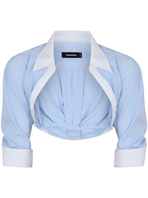 Dsquared2 striped cotton cropped blouse