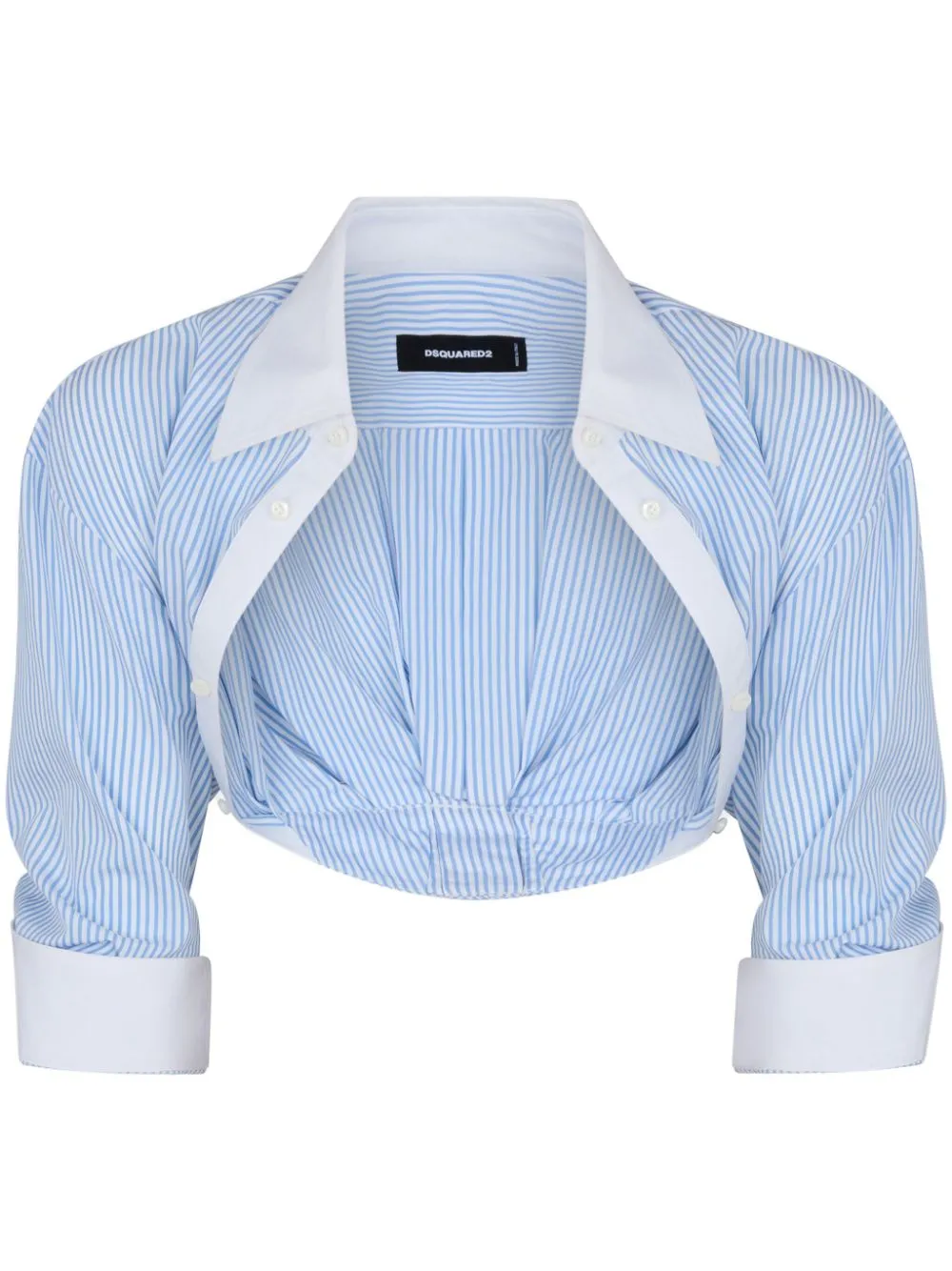 Dsquared2 Striped Cotton Cropped Blouse In Blue