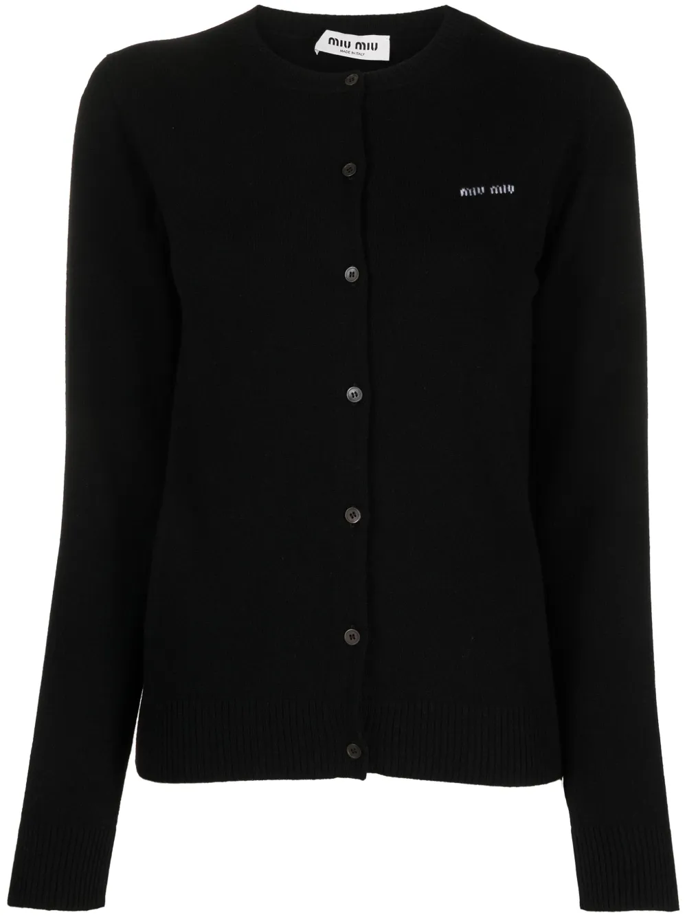 Miu Miu Wool Knit Cardigan In Black