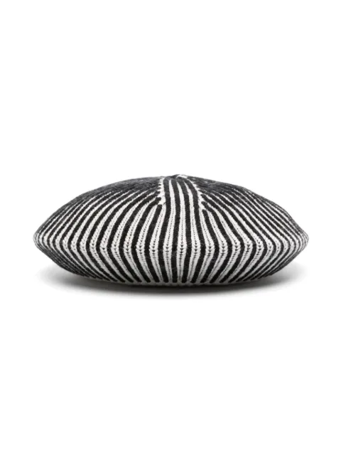 Pinko Kids logo-embroidered striped knitted beret