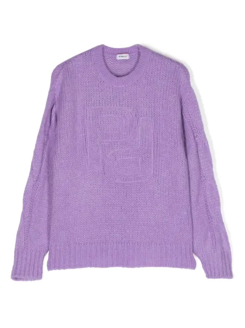 Pinko Kids logo-embroidered crew-neck jumper