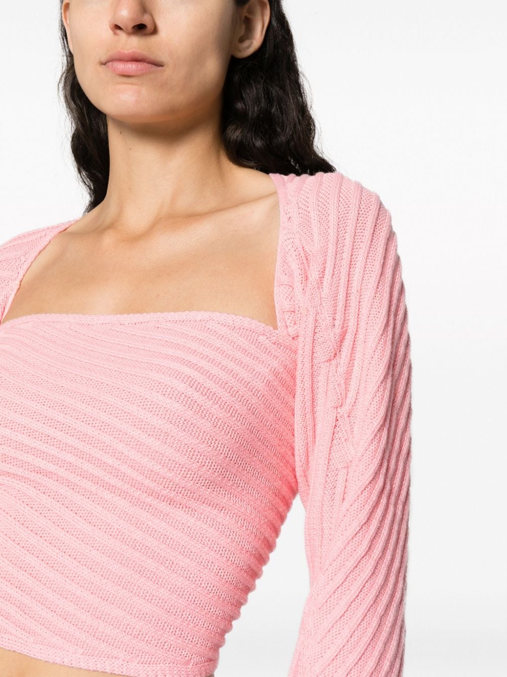 Shop Gimaguas Marianne Mangas Ribbed-knit Jumper In Rosa